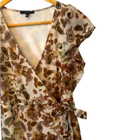 DREW Terra Vnt Garden flrl lined wrp drss w ruffl & hi/low hem SZ S vs feminine - Picture 5 of 9